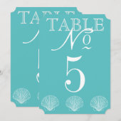 Carte de numéro de table Coquillage de mariage sur (Devant / Derrière)