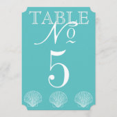 Carte de numéro de table Coquillage pour mariage s (Devant)