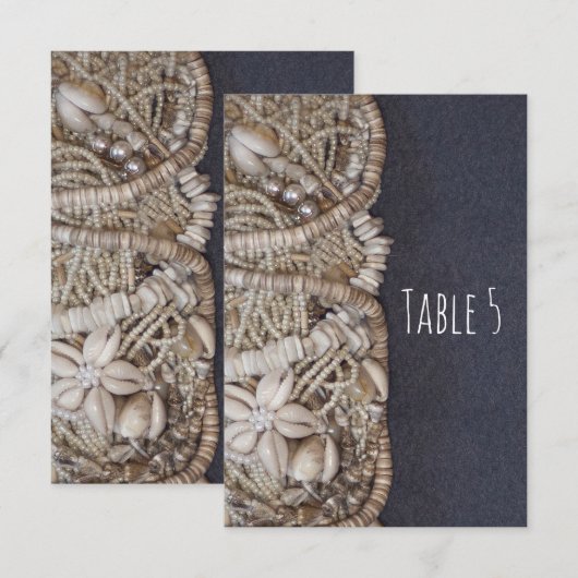 Carte de numéro de table coquilles Puka de plage é (Devant / Derrière)