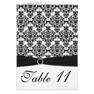 Carte de numéro de table Damas noir et blanc