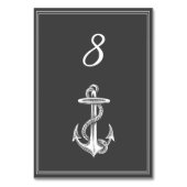 Carte de numéro de table d'Ancre marine gris (Dos)