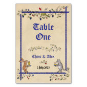 Carte de numéro de table d'animaux médiévaux avec (Par défaut)