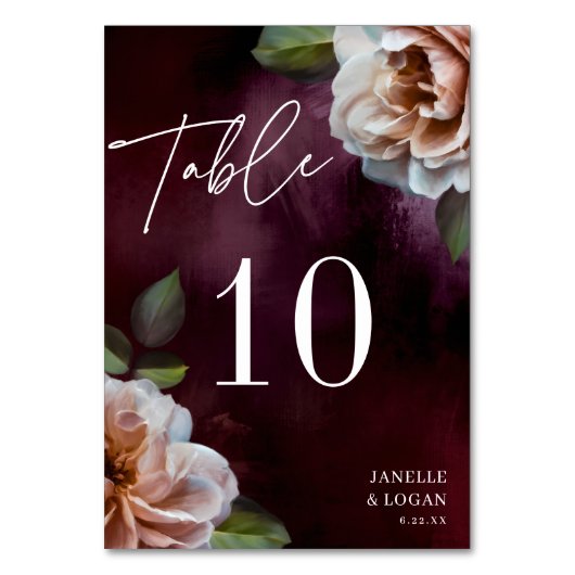 Carte de numéro de table Dark + Moody Rustic Flora (Dos)