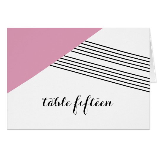 Carte de numéro de table de bande géométrique rose (Devant horizontal)