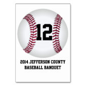 Carte de numéro de table de banquet de base-ball p (Dos)