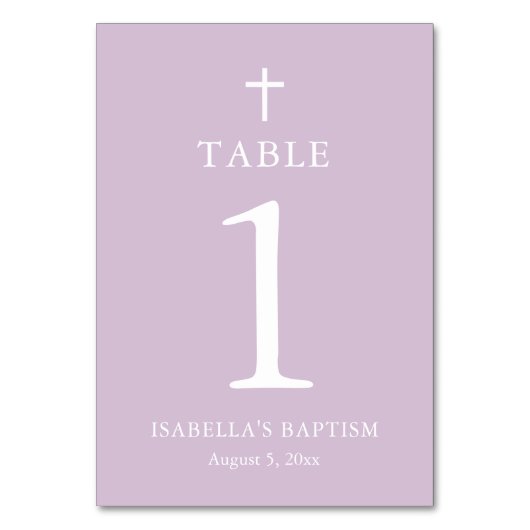 Carte de numéro de table de baptême de fille de cr (Par défaut)