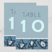 Carte de numéro de table de Bat mitzvah de barre d (Devant / Derrière)