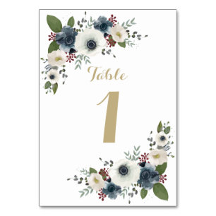 Carte de numéro de table de Bouquet d'anémone pers