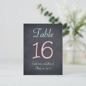 Carte de numéro de table de Chalkboard Look Mariag (Debout devant)