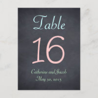 Carte de numéro de table de Chalkboard Look Mariag