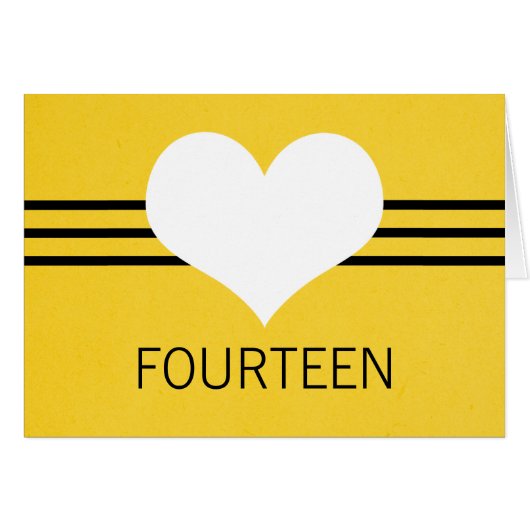 Carte de numéro de table de coeur moderne, Jaune (Devant horizontal)