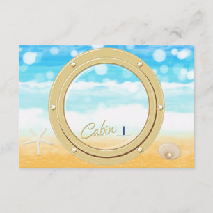 Carte de numéro de table de croisière de plage de 