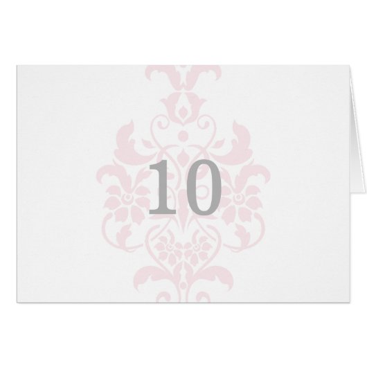 Carte de numéro de table de Damas subtiles roses (Devant horizontal)