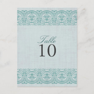 Carte de numéro de table de Damas Vintage turquois