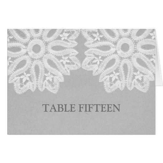 Carte de numéro de table de dentelle grise élégant (Devant horizontal)