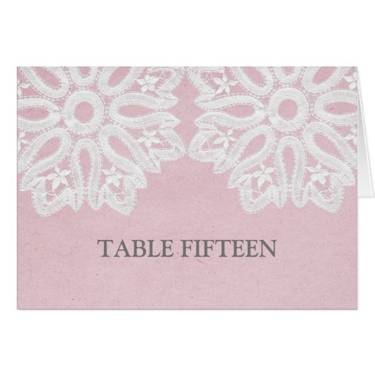 Carte de numéro de table de dentelle rose élégant (Devant horizontal)