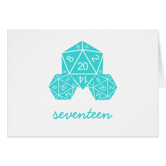Carte de numéro de table de dés Aqua D20 (Devant horizontal)