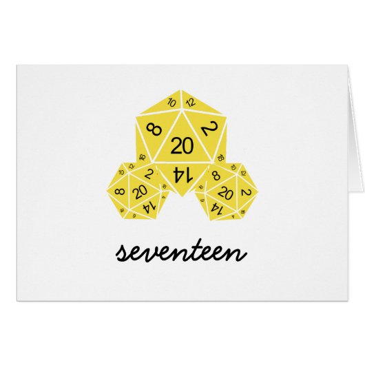 Carte de numéro de table de dés D20 jaune (Devant horizontal)
