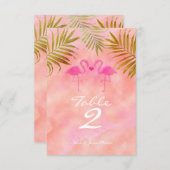 Carte de numéro de table de deux Flamants roses ro (Devant / Derrière)