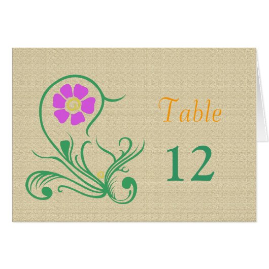 Carte de numéro de table de dîner (Devant Horizontal)