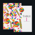 Carte de numéro de table de fête d'anniversaire de<br><div class="desc">Carte de numéro de table de fête d'anniversaire de bonbon arc-en-ciel. Recherchez les articles assortis dans ma boutique. Contactez-moi pour une commande personnalisée.</div>