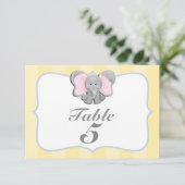 Carte de numéro de table de fête éléphant bébé mig (Debout devant)