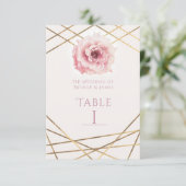 Carte de numéro de table de fête florale rose et o (Debout devant)