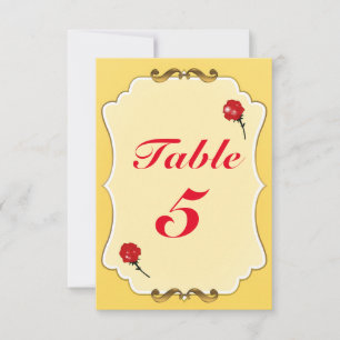 Carte de numéro de table de fête Rose rouge de Soy