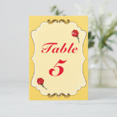 Carte de numéro de table de fête Rose rouge de Soy (Debout devant)