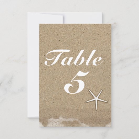 Carte de numéro de table de fête Sable mouillé de  (Devant)