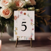 Carte de numéro de table de fleurs printanières co