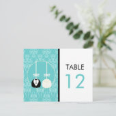 Carte de numéro de table de gâteau turquoise (Debout devant)