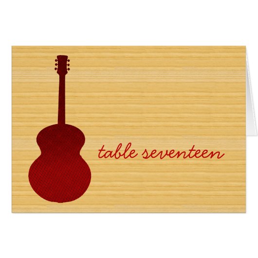Carte de numéro de table de guitare rouge (Devant horizontal)