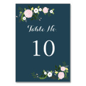 Carte de numéro de table de jardin floral marine (Dos)
