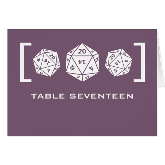 Carte de numéro de table de joueur de dés D20 viol (Devant horizontal)