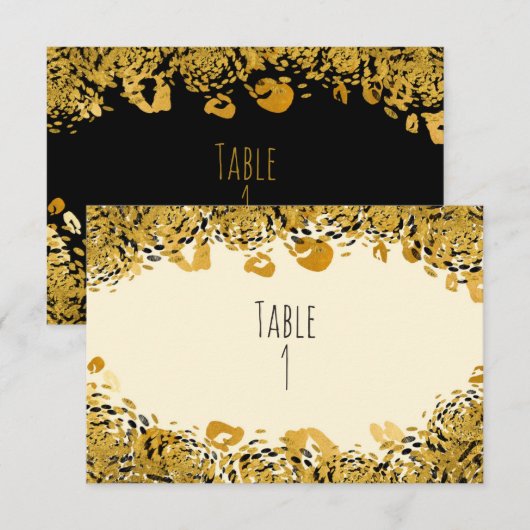 Carte de numéro de table de jungle exotique or et  (Devant / Derrière)