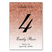 Carte de numéro de table de la Parties scintillant (Dos)