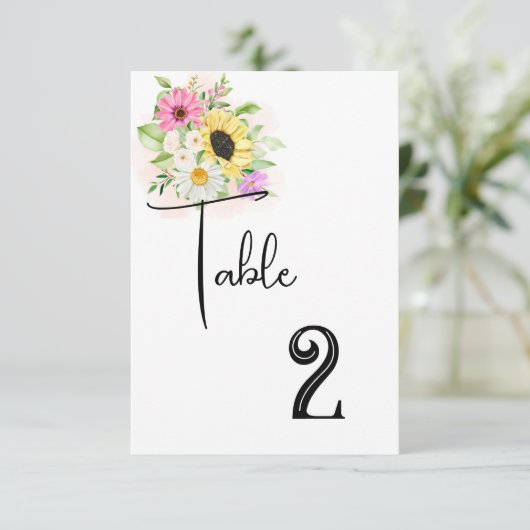 Carte de numéro de table de mariage (Debout devant)