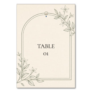 Carte de numéro de table de mariage à arche botani