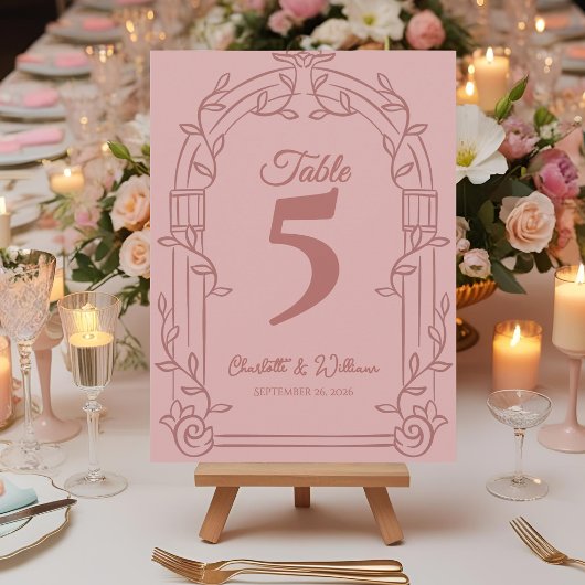 Carte de Numéro de Table de Mariage à Arche Ornée 