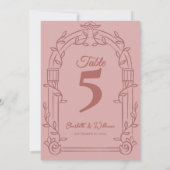 Carte de Numéro de Table de Mariage à Arche Ornée  (Dos)
