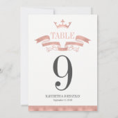 Carte de numéro de table de mariage à arête de ros (Dos)