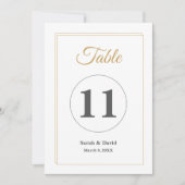 Carte de numéro de table de mariage à bordure doré (Devant)