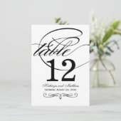 Carte de numéro de table de mariage à calligraphie (Debout devant)