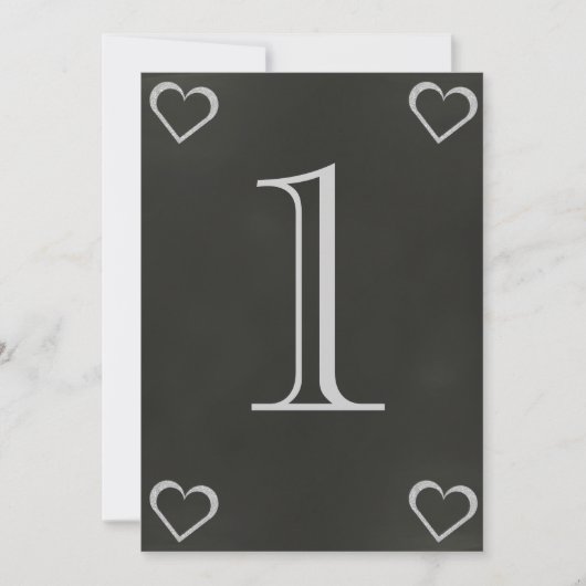 Carte de numéro de table de mariage à cœur de tabl (Devant)