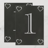 Carte de numéro de table de mariage à cœur de tabl (Devant / Derrière)