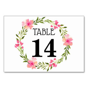 Carte de numéro de table de mariage à couronne ros