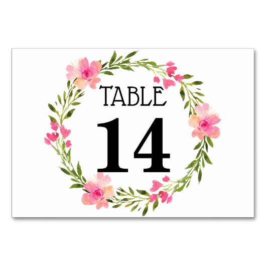 Carte de numéro de table de mariage à couronne ros (Devant)