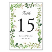 Carte de numéro de table de mariage à feuillage ve (Dos)