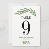 Carte de numéro de table de mariage à feuille de v (Dos)